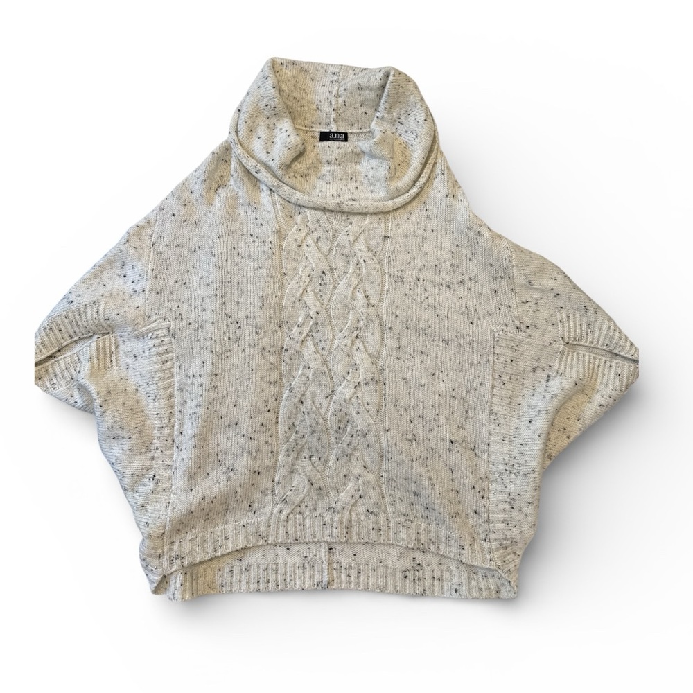 a.n.a. Women’s Boho Cable-Knit Cowl Neck Poncho Sweater - Cream - M